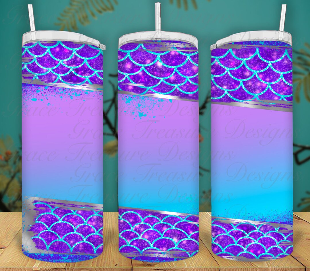 Mermaid Scale | Purple Blue Faux Glitter 20 Oz Tumbler - Etsy