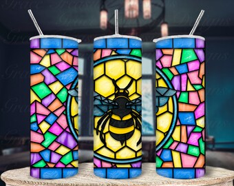 Stainless Glass Bee 20 Oz Tumbler