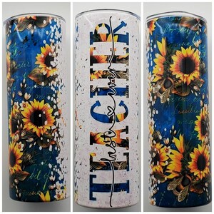 Best Ever Teacher Blue Sunflower 20oz Tumbler