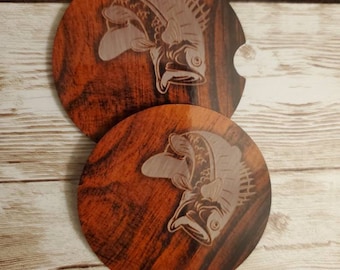 Wood Grain Fish Car Coaster