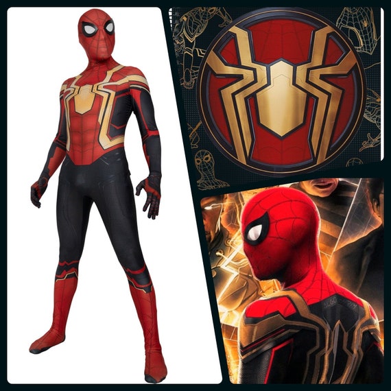 Updated No Way Home Spider-man Red and Gold Cosplay Costume - Etsy UK