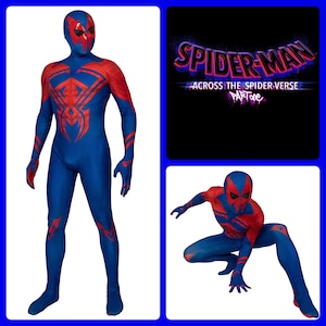 Costume d'araignée 2099 à travers le jeu de déguisements Spiderverse Cosplay - Adulte / Enfants