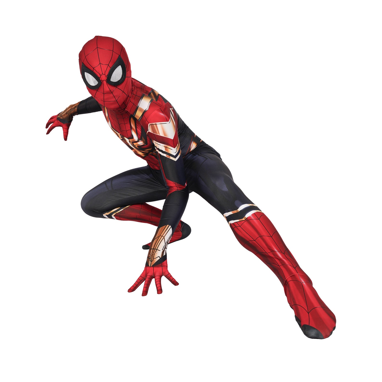Kids No Way Home SpiderMan Disfraz de cosplay rojo y dorado Etsy España