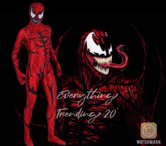 Kids Venom Carnage Jumpsuit Red Fullbody Costume Suit Halloween