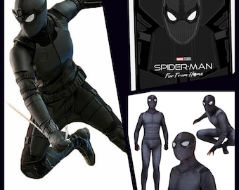 AUSVERKAUF! (Night Monkey) Far From Home Spider-Man Stealth Black Cosplay-Komplettkostüm und freistehende Maske (Night Monkey)