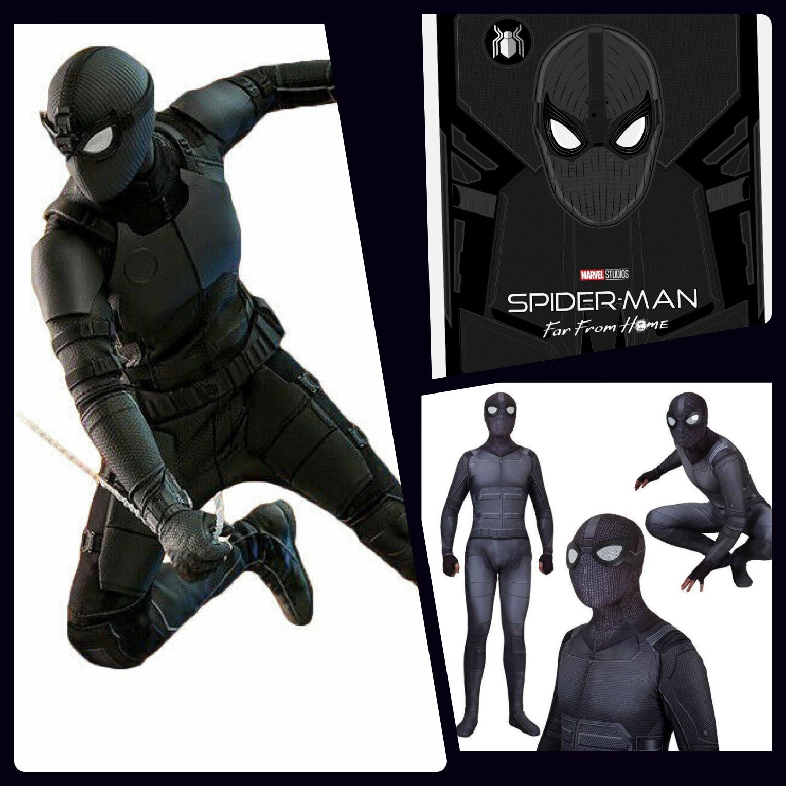 Customize Man Far From Home Noir Stealth Suit Cosplay Costume Halloween  Outfit