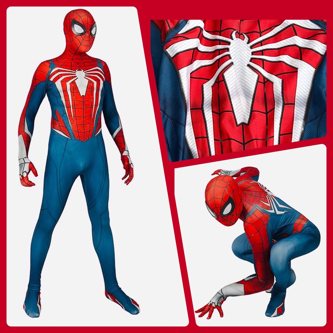 PS4 Spiderman Costume Insomniac Games Version Spider-Man Cosplay Suit Adult  Kids 