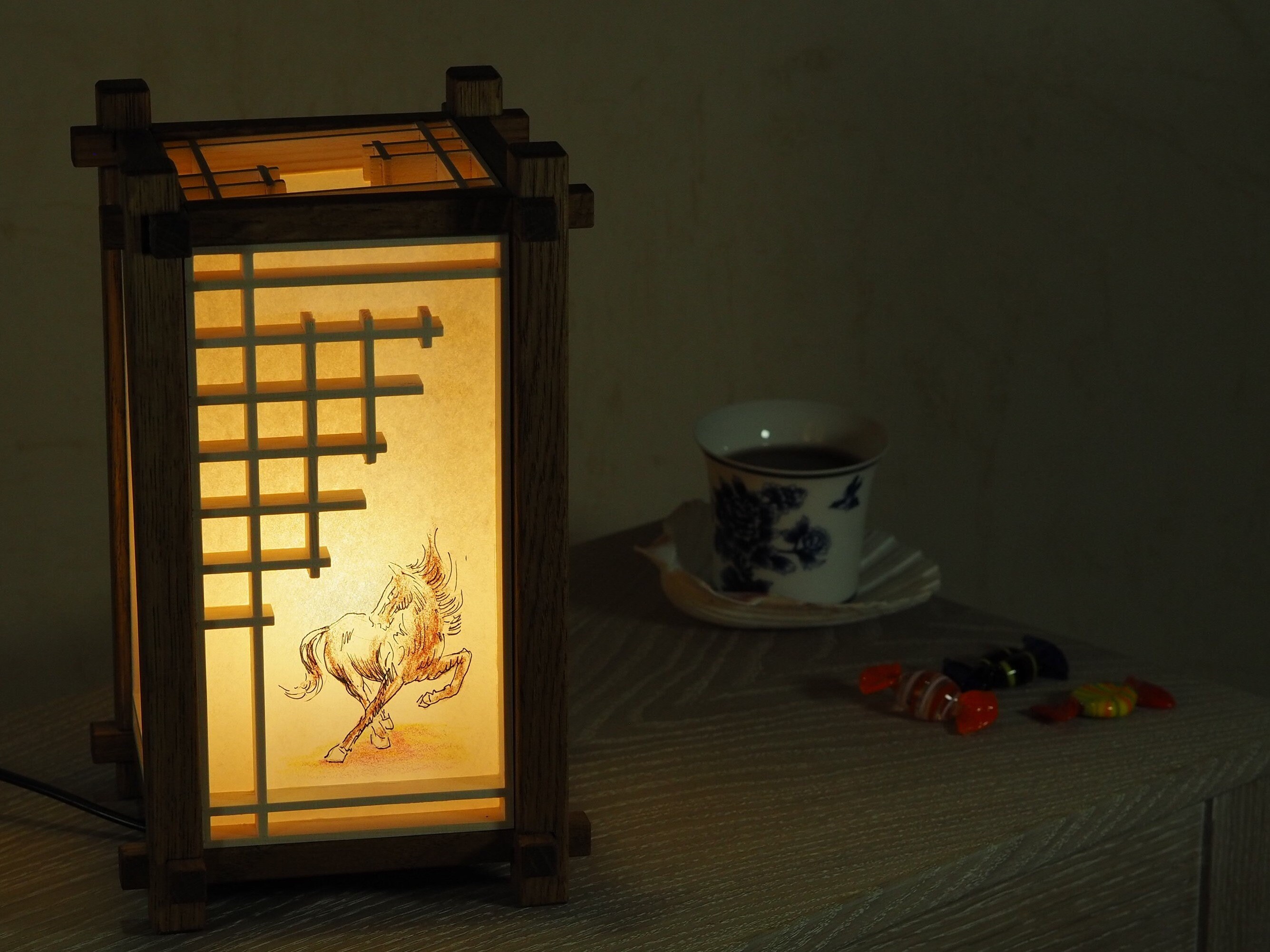 Wooden table lamp. japanese art. handmade art work. kumiko Etsy