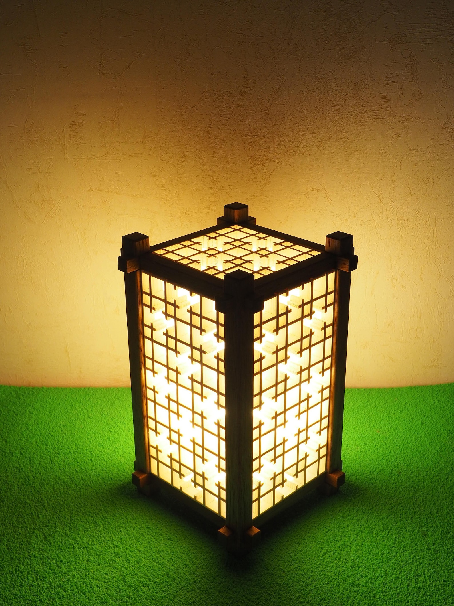 Wood kumiko lamp shoji japan table bed night lamp. 110v or Etsy