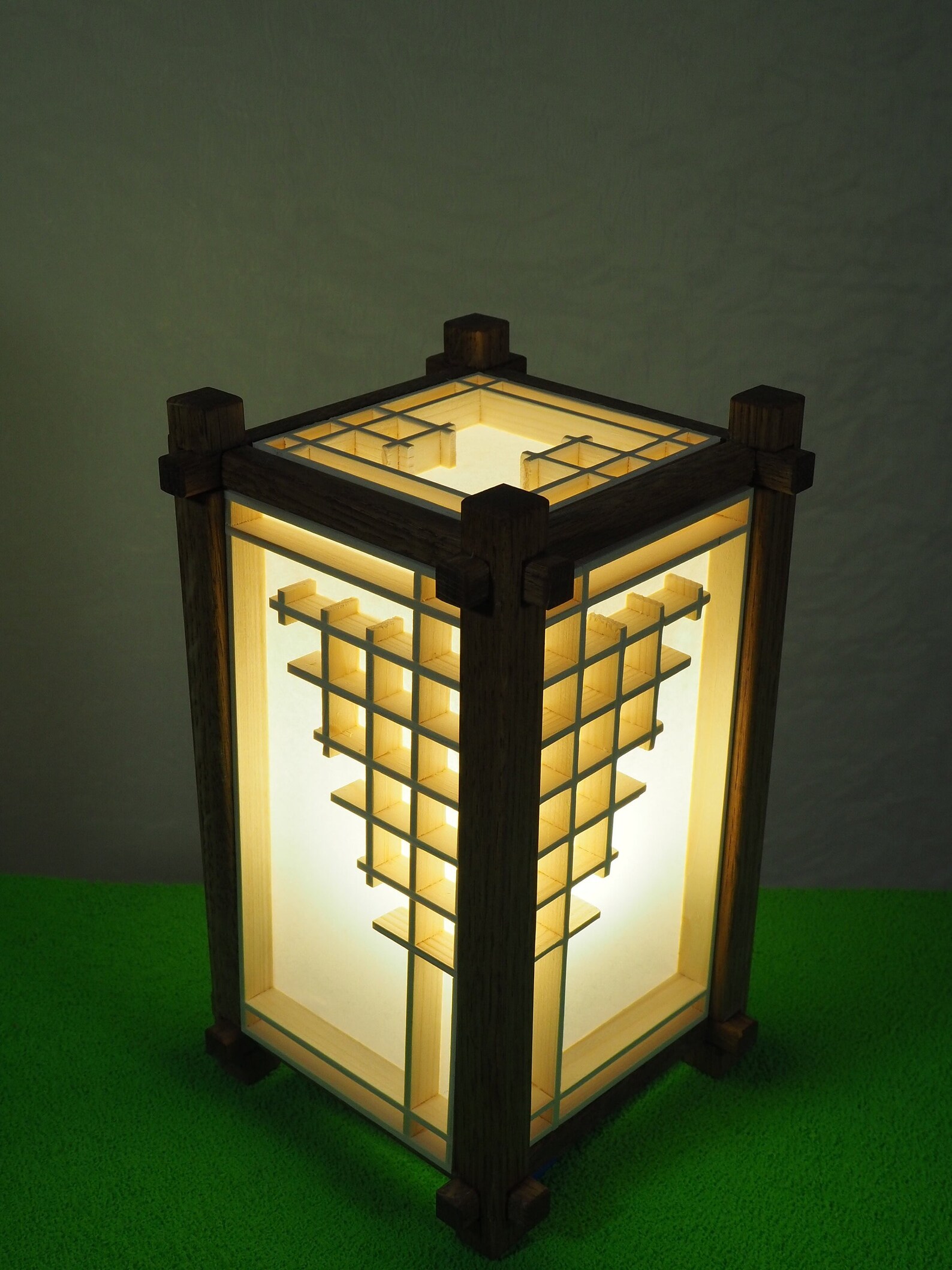 Wood kumiko lamp shoji japan table bed night lamp. 110v or Etsy