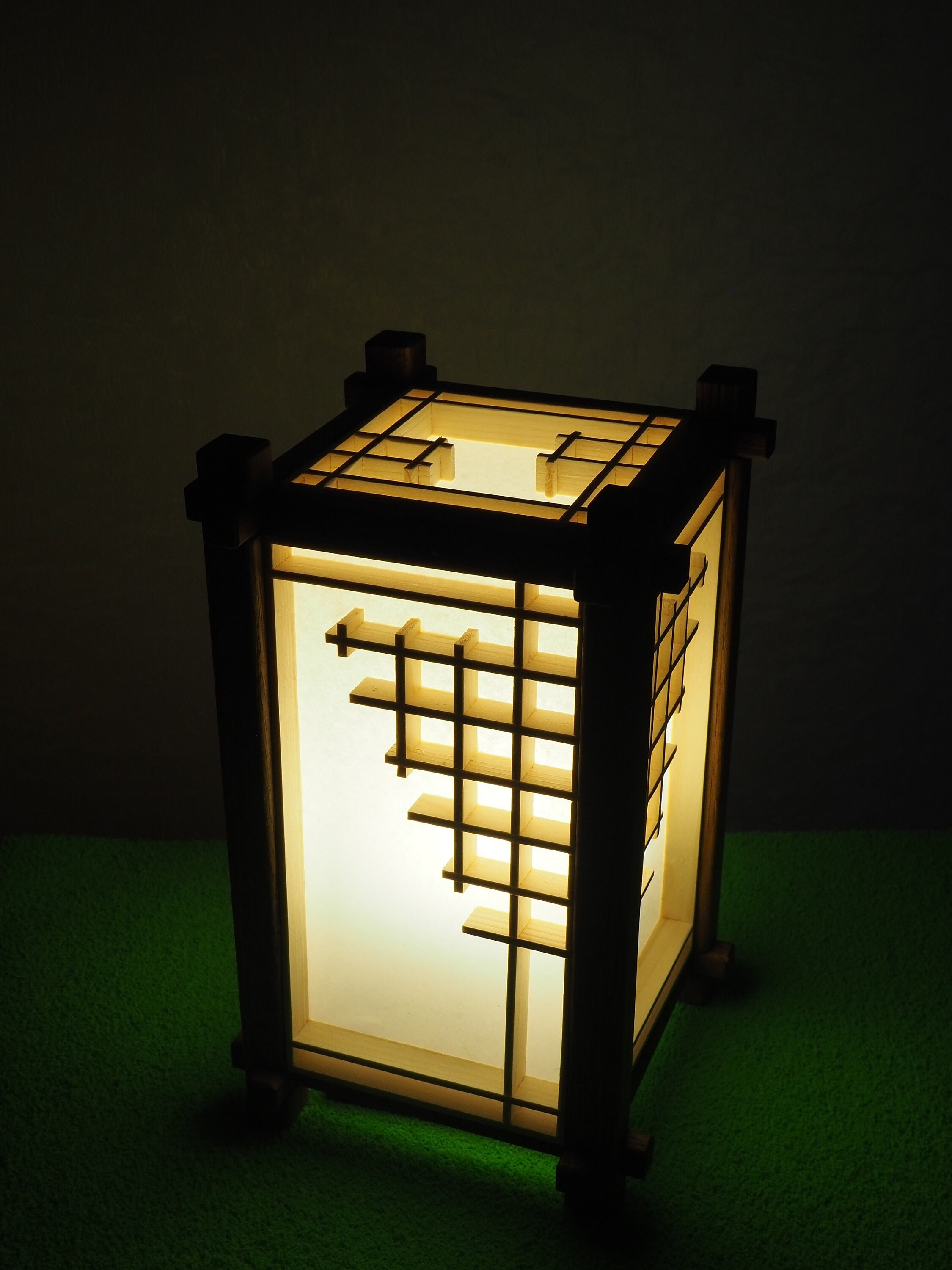 Wood kumiko lamp shoji japan table bed night lamp. 110v or Etsy
