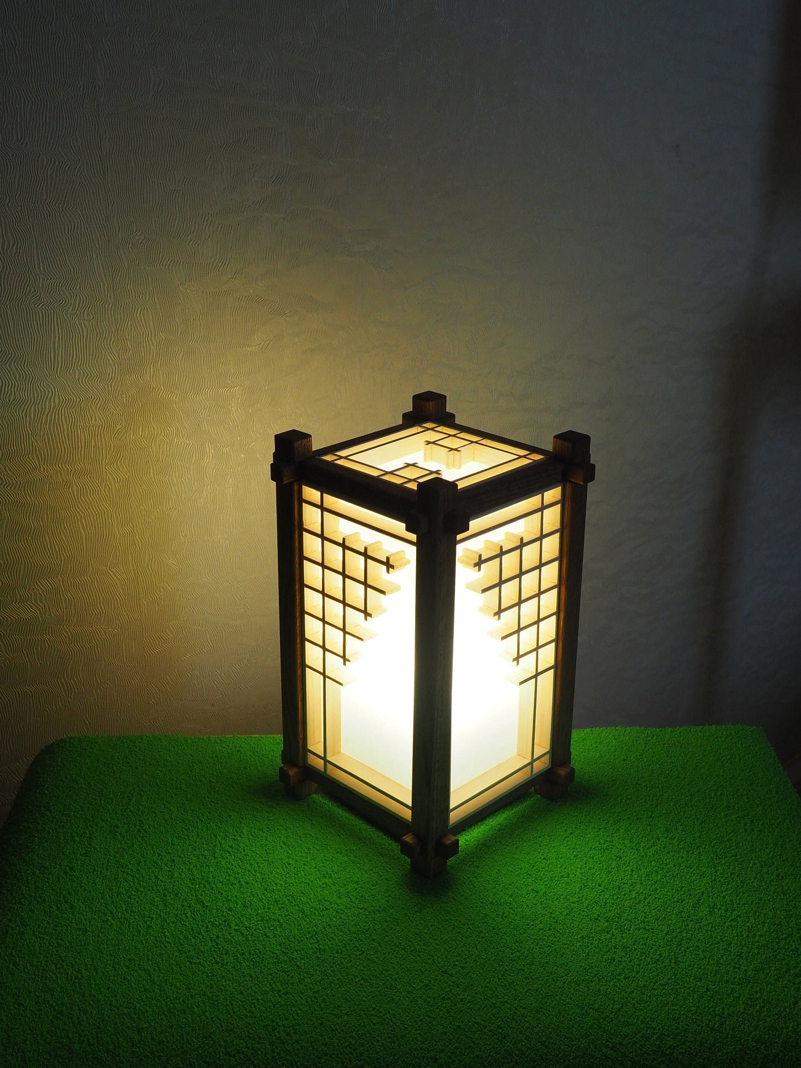 Wood kumiko lamp shoji japan table bed night lamp. 110v or Etsy