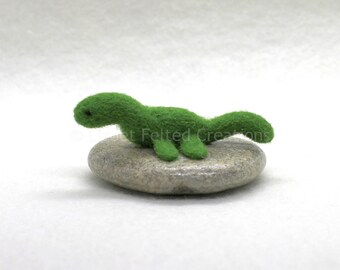 Miniature Loch Ness monster decoration, felted Loch Ness monster