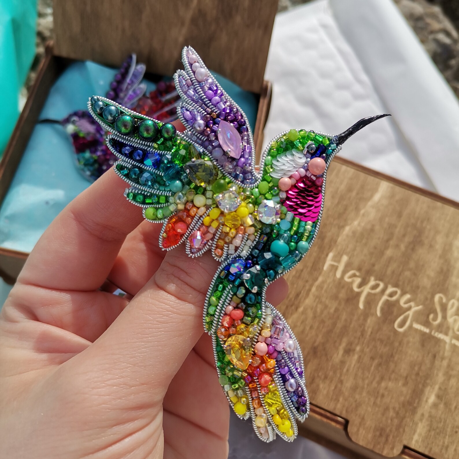 Hummingbird brooch beaded jewelry for women hummingbird pin Etsy