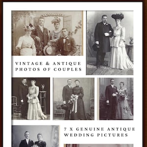ヴィンテージ＆アンティークカップル写真 / 古い結婚式の写真7枚 - カード、ジャンクジャーナル、スクラップブック、エフェメラ用の古い写真