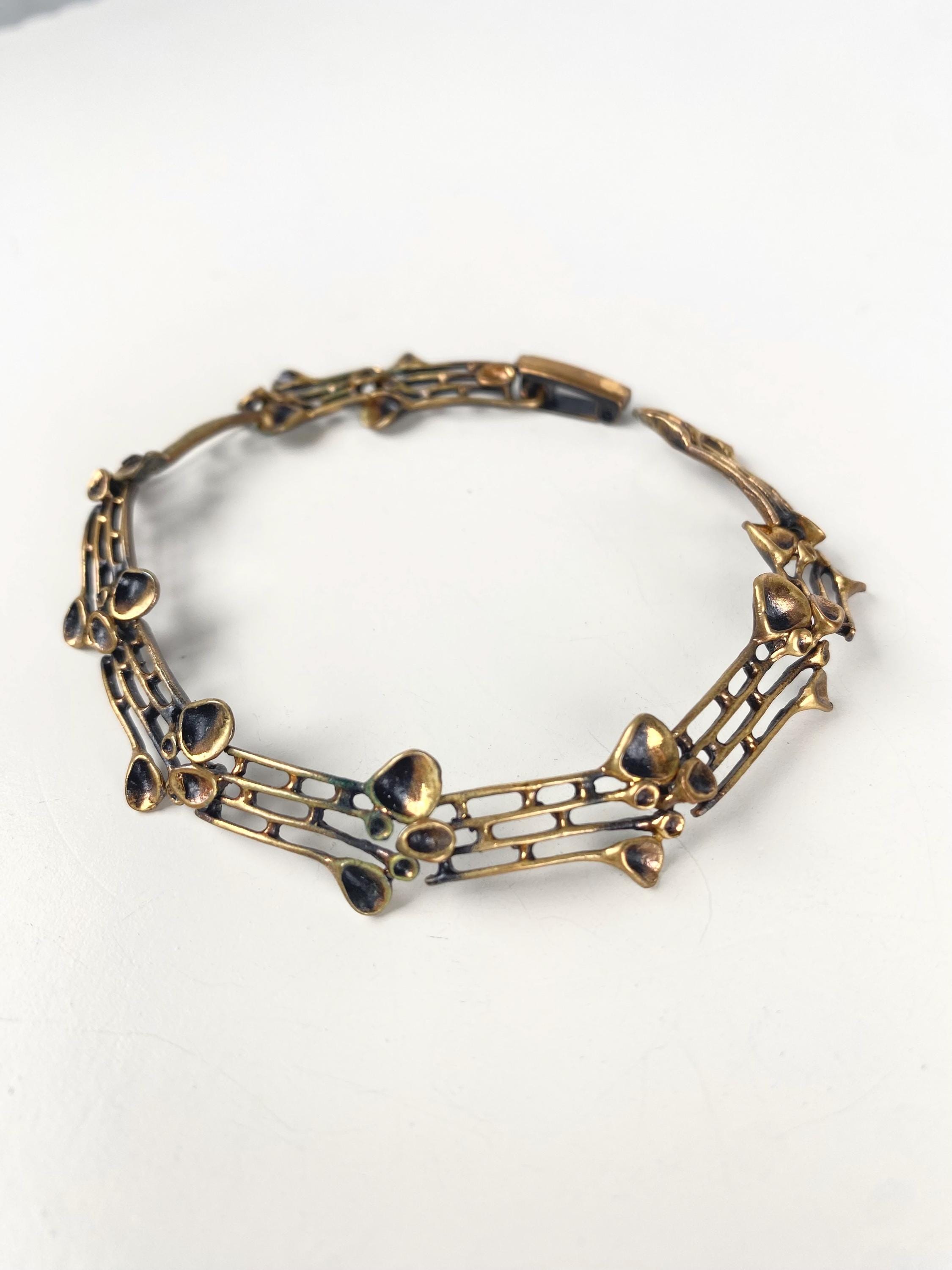 Bracelet Moderniste En Bronze - Style Scandinave Vintage Brutaliste - Finlande - Occasion En Très Bon état