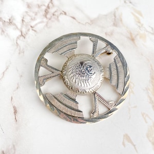 Vintage Mexikanischer Silberanhänger / Brosche mit Aztekenkrieger & Adlermotiv - Traditioneller Sterling Silberschmuck Made in Mexico