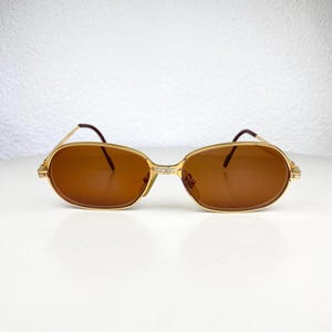 Vintage Cartier Panthere Gold Plated Sunglasses MOD Oval Frame 90s Luxury Designer Eyewear Unisex Gold Frames & Brown Lenses Sunglasses