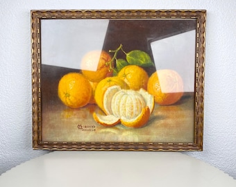 Vintage Still Life Oil Painting Print Decorative Gold Frames Oranges Tangerines Framed Wall Art Vintage Poster Cottagecore Aesthetic