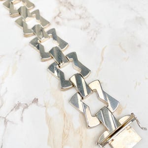Bransoletka Vintage Unisex Silver z geometrycznym wzorem ogniw w stylu industrialnym / Nowoczesna biżuteria w stylu lat 90.
