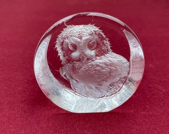 Handcrafted Crystal Owl Sculpture – Mats Jonasson Swedish Glass