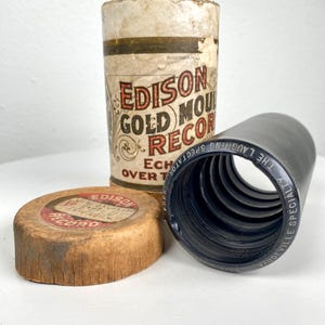 Antique Phonograph Cylinder - Edison&#39;s Gold Moulded Records - Early 20th Century Comedy Audio