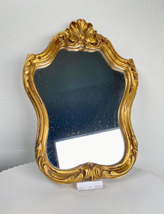 Small Vintage Rococo / Regency Style Gilded Mirror – Ornate Gold Baroque Accent Mirror - Small Wall & Vanity Console Decorative Mirrors
