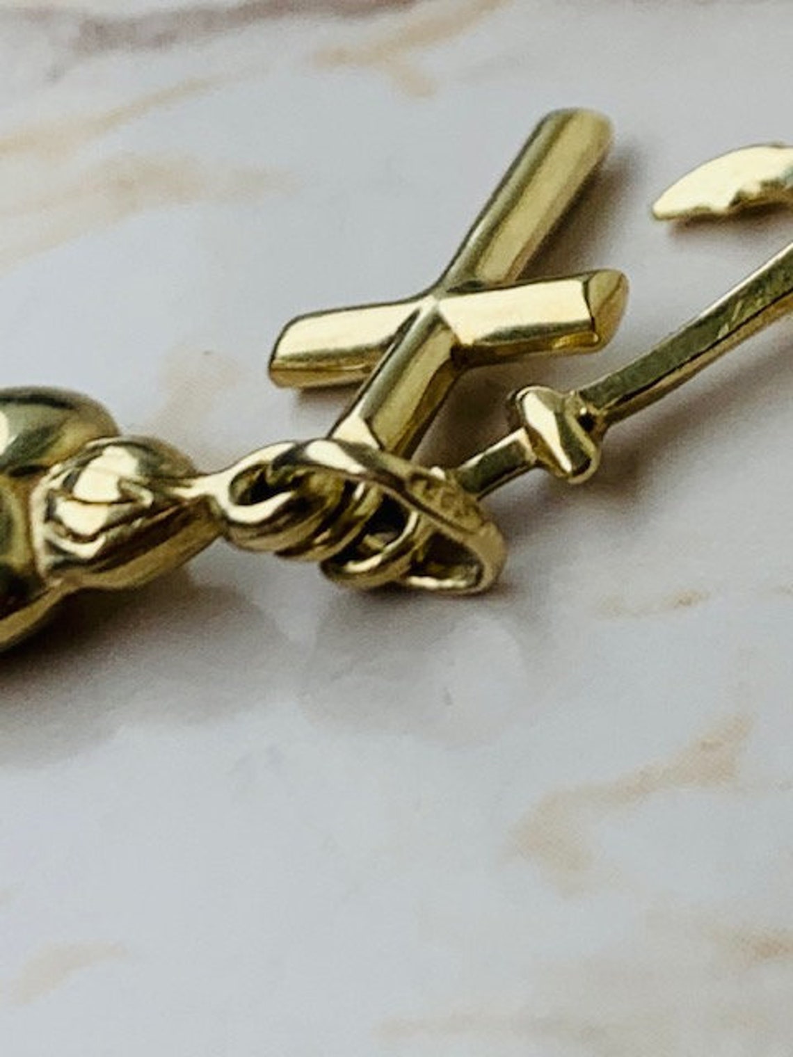 Vintage 14 K Golden Hope Faith Love Pendant / Solid Gold / 585 Etsy