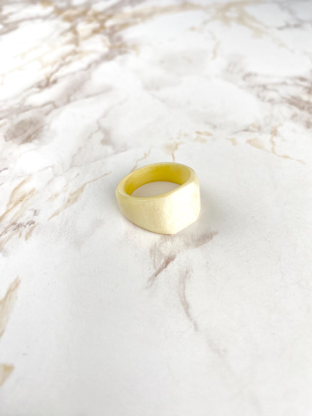 Vintage Bone Signet Ring - Hand Made Bone Ring With Signet Design Ring ...