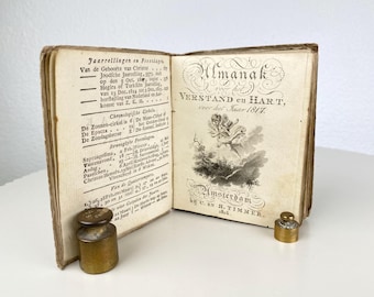 Antique Dutch Almanac from 1817 Illustrated Antique Book with Poems & Romantic Stories 19th Century Historical Calendars and Book Sets