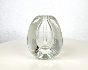 Vintage Floris Meydam Clear Glass Design Vase Glass Art Flower Pot Modern Mid-Century Style Home Decor Beukenootje Royal Leerdam Glas