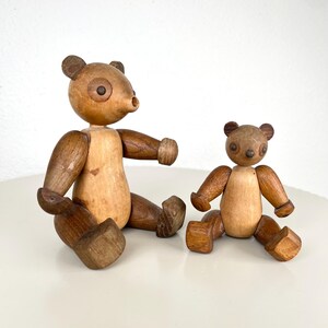 Rare Vintage Zoo Line Wooden Toy Panda Bears Set Mid Century Modern 1950s Articulated Schooline Design Toys Cute Retro Wooden Animal Family