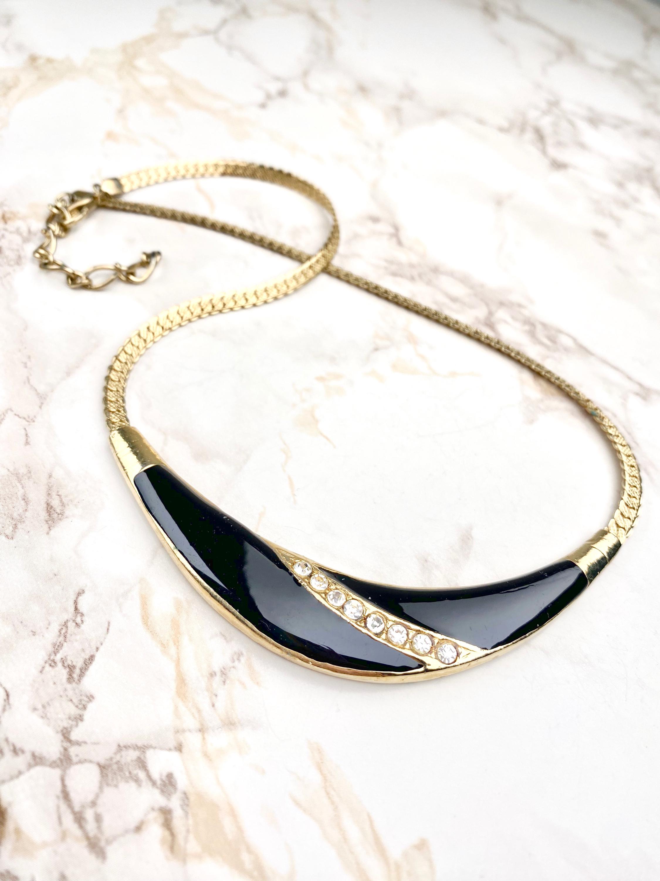 Napier leaf chain necklace - gold tone - 1980s vintage