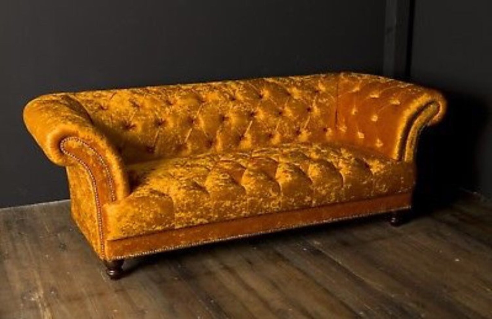 Mustard Velvet Chesterfield Sofa with Ottoman Etsy