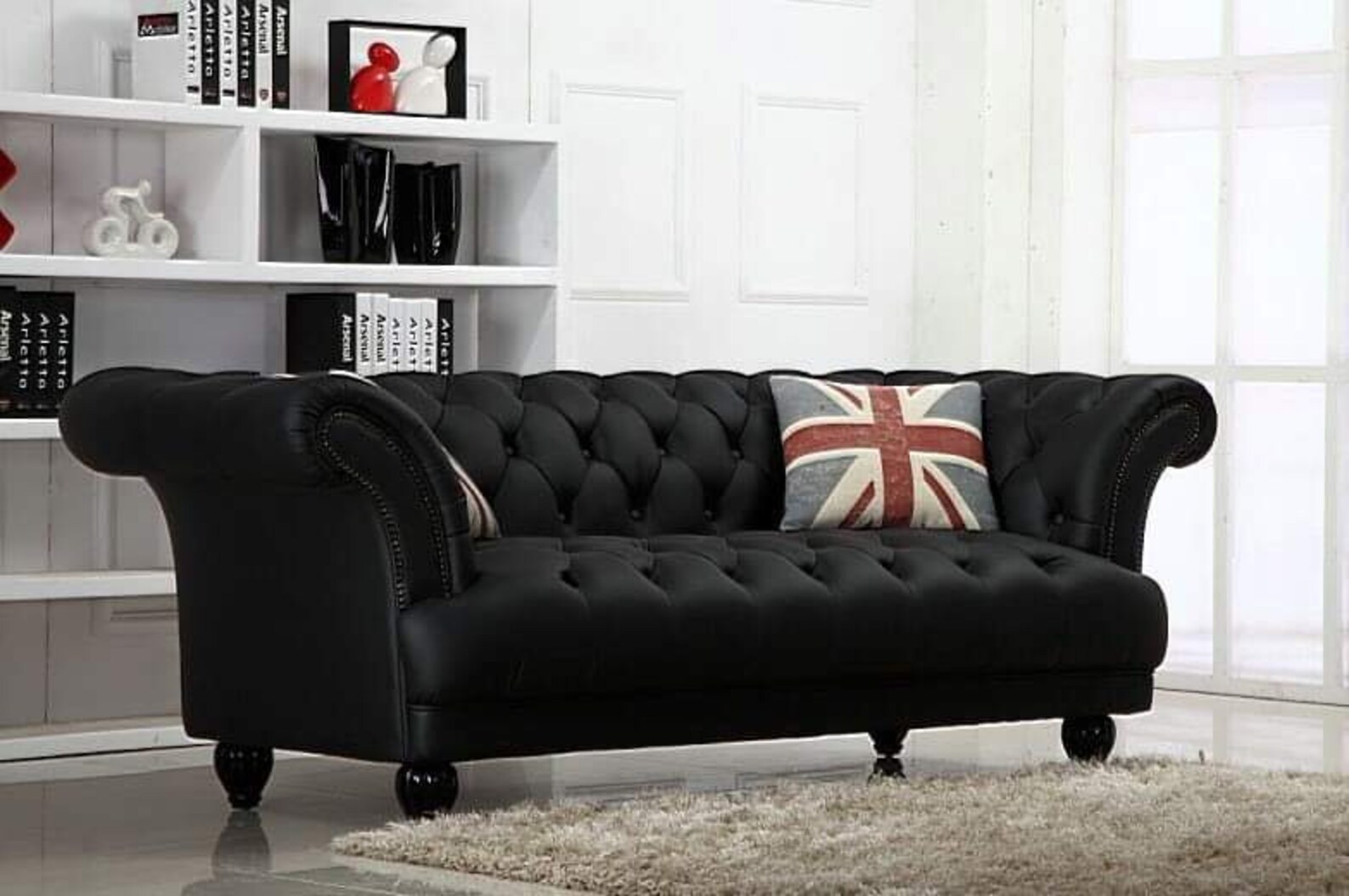 Sofá de cuero clásico británico Chesterfield / 3 plazas Etsy