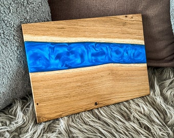 Cutting board kitchen board serving board oak oak wood and epoxy resin