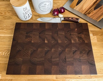 End grain cutting board walnut solid chopping block BBQ board European walnut