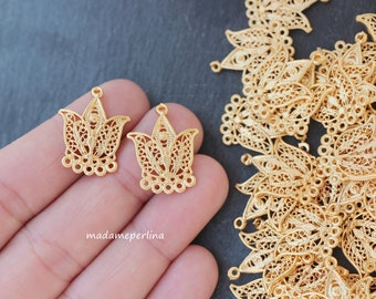 3pcs Lotus 27mm Plated Brass Filigree Flower Silver KC Gold Color Pick