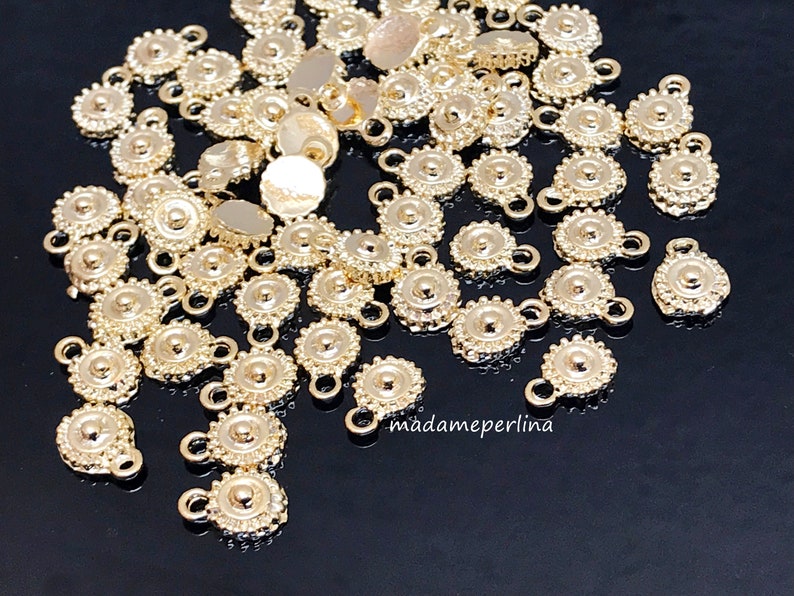20 Mini Charms 24k Gold plated floral coins charm Turkish Jewellery making supplies findings components mdla0268C