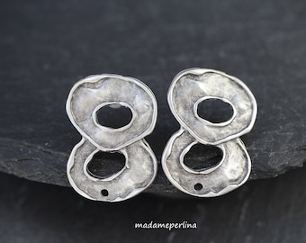 5 PAIR Silver Plated Earring Stud Posts for Jewelry Making, Ear Posts Beading Blanks, DIY Earrings Supplies, 1122B