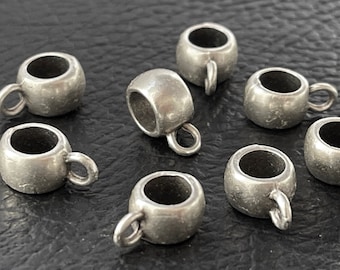 Perles pour fermoirs plaquées argent pour la fabrication de bijoux, 10 écrous avec boucle pour collier à breloques, 175B