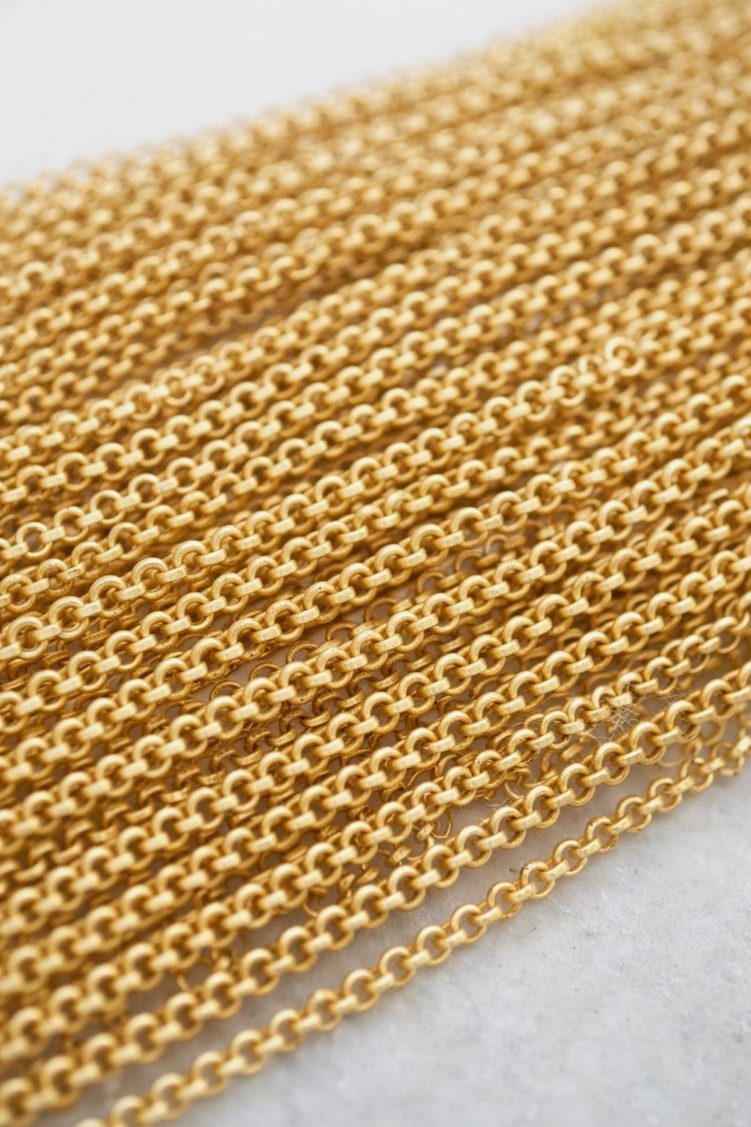 Matt Gold Chain Matte Gold Plated Chain 3mm for Jewelry Making, Rolo 3.28ft Findings ...