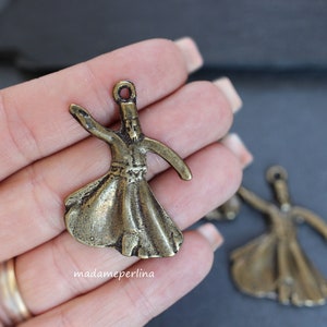 1  Mevlana Pendant Bronze plated Dervish Semazen Mawlana Turkish Jewelry supply mdla0119