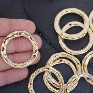 1  Hoop Pendant Gold Plated organic look Flat Loop connector Turkish jewelry supply mdla0539C