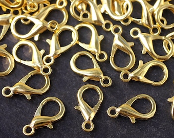Gold Plated Lobster Clasps 14MM For Jewelry Making, 6 PCS Clasp Hooks For Necklace Bracelet DIY Craft Supplies, 1019C