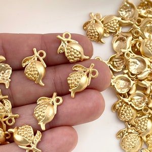 6 ciondoli a forma di melograno, placcati in oro opaco, fornitura di gioielli turchi mdla1387A
