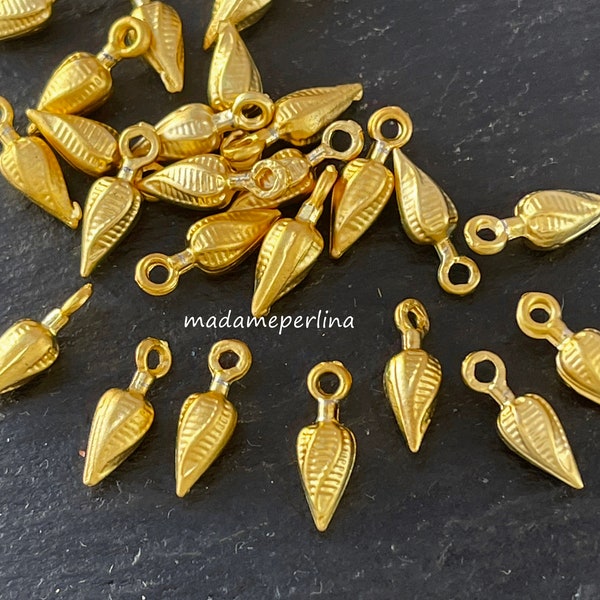 20  Mini Drop Spike Charms 24K Matte Gold plated cone Turkish Jewelry supply  mdla0526A