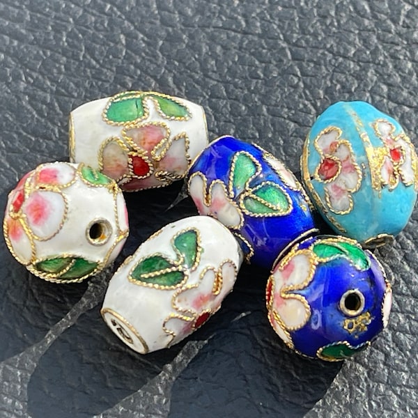 6 pcs  cloisonné beads mixed lot color and shape round and barrel 12 13 14mm  Turkish jewelry supply LOTA