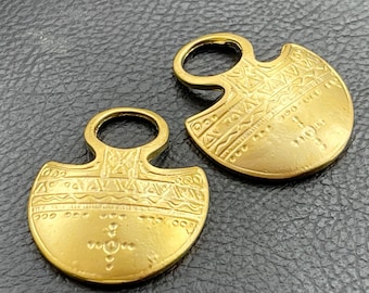 2   Tuareg Pendants 24K Matte gold plated Semicircle amulet statement choker Turkish Jewelry supply mdla0941A
