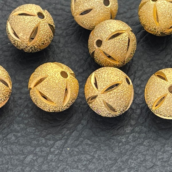 2   Spacer Beads 24K Matte Gold plated sandblast laser cut shape 12mm Turkish jewelry supply  mdla1262A